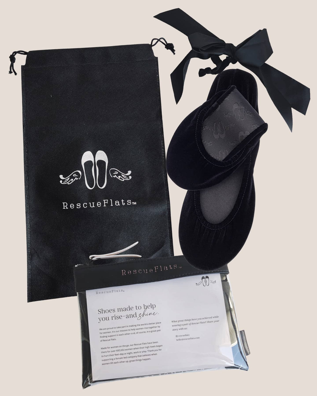 Black Velvet Rescue Flats