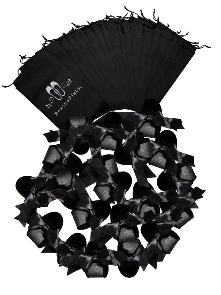 20 Pairs of Black Velvet Rescue Flats (WHITE Display Box)