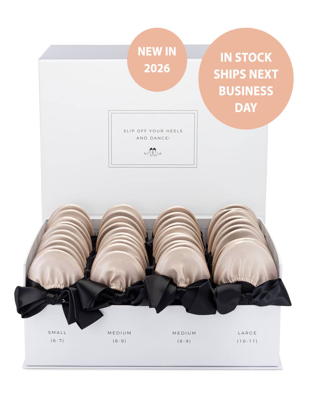 20 Pairs of Champagne Rescue Flats (WHITE Display Box)