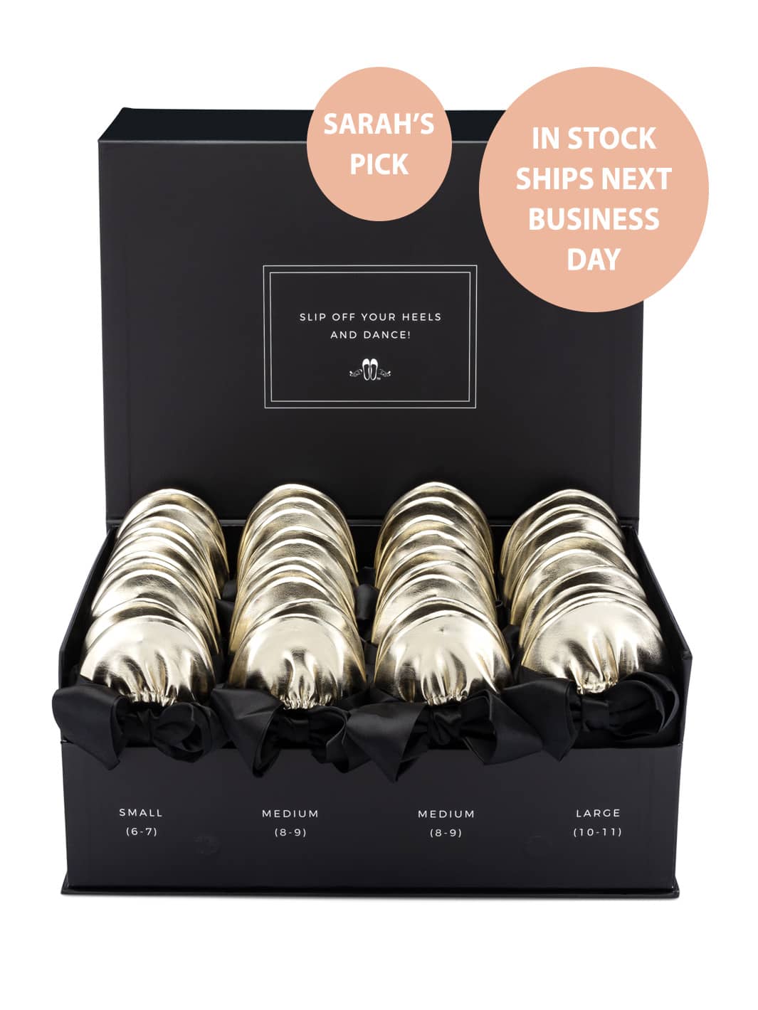 20 Pairs of Gold Rescue Flats (BLACK Display Box)