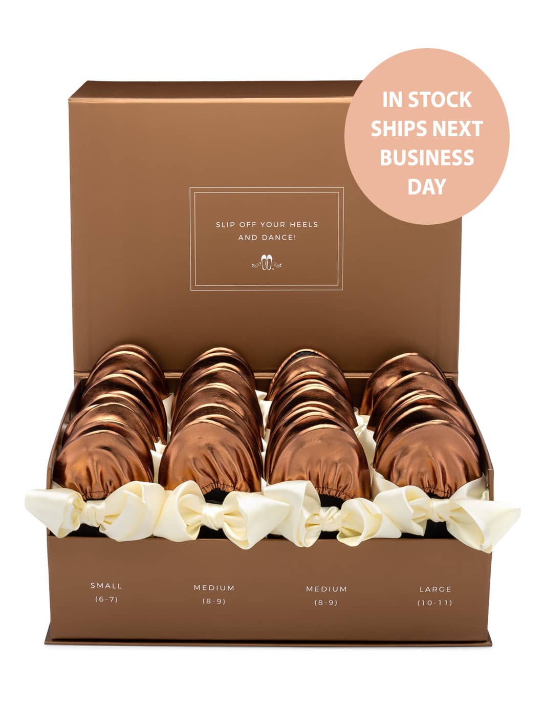 20 Pairs of Rose Gold Rescue Flats (ROSE GOLD Display Box)