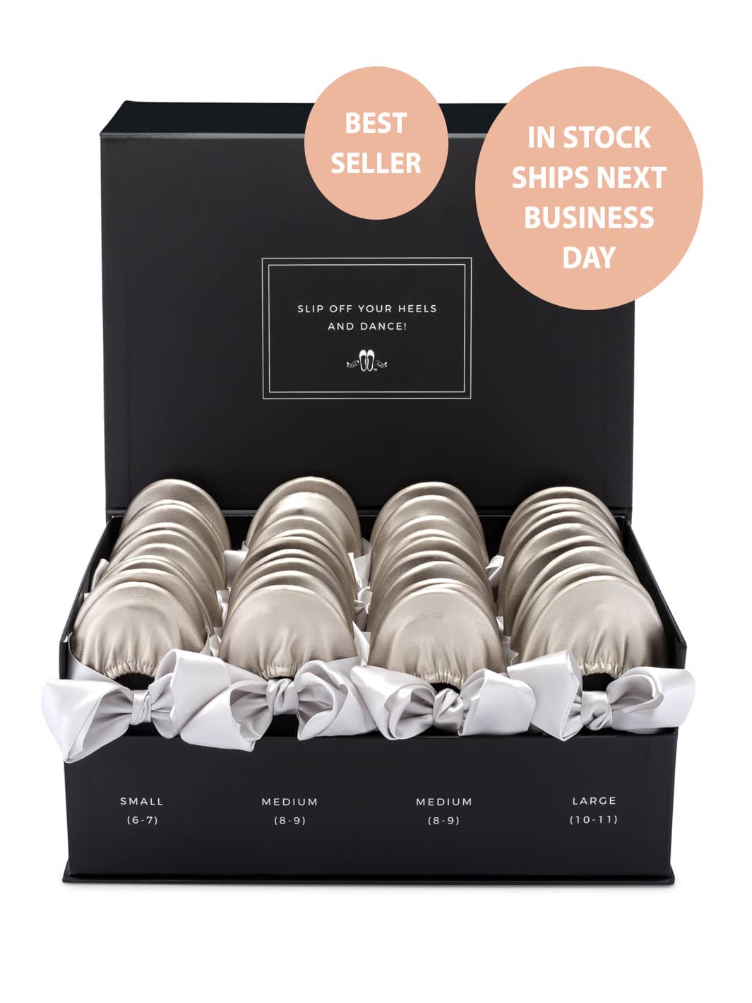 20 Pairs of Silver Rescue Flats (BLACK Display Box)