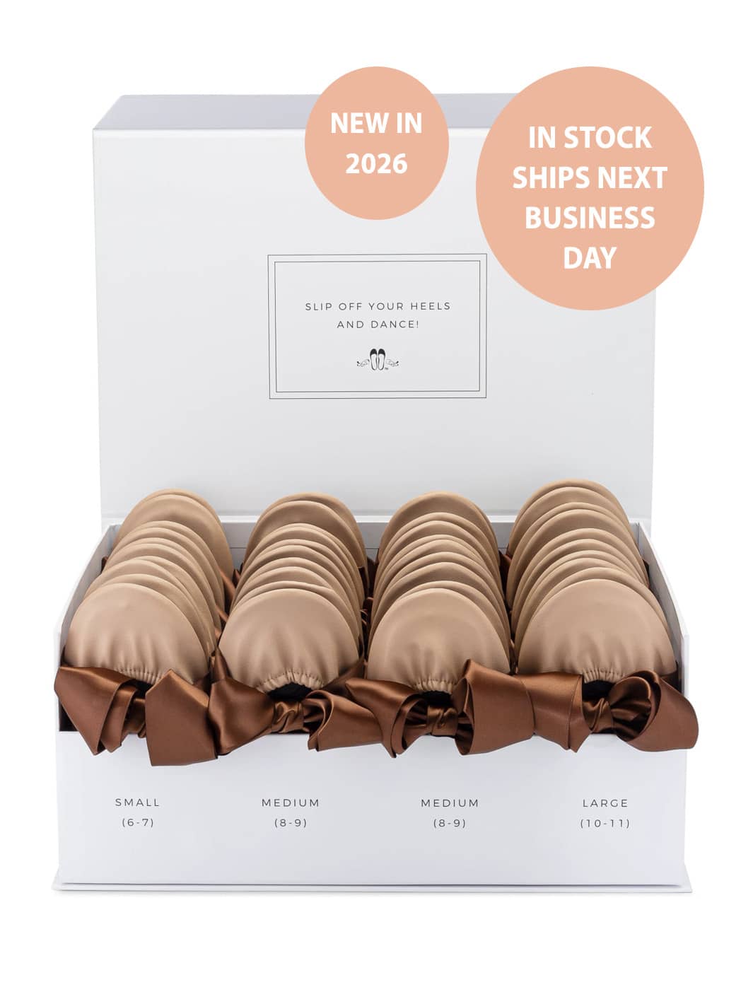 20 Pairs of Mocha Rescue Flats (WHITE Display Box)